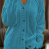 Plus Size Twist-Front Button Cardigan Sweater – V-Neck Long Sleeve Casual Knit