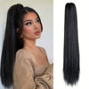 22-Inch (56 cm) Straight Synthetic Ponytail Extension with Claw Clip - Heat-Resistant Black & White Hairpiece for Women