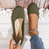 Women's Light Blue Knit Slip-On Flats with Ankle Strap, Round Toe Casual Shoes with Fabric Upper & Synthetic Lining