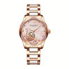 Women's Rose Gold Mechanical Skeleton Watch – Pink Dial, Roman Numerals, Hand-Winding Dress Watch