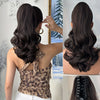 YUSULAXI 16 in (40 cm) Deep Wave Clip-In Ponytail Extension - Heat-Resistant Synthetic Hairpiece in Natural Brown, Black, Dark Brown, Red, Burgundy, Golden Ombre