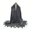 Embroidered Hollow Lace Tassel Scarf for Women — Elegant Lightweight Windproof Wrap for Cold Weather & Eid