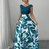 Women's V-Neck Long Sleeve Fit & Flare Dress — Geometric Print, Fitted Bodice & Flowy Skirt, Machine Washable, All-Season