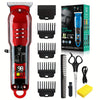 Men's Retro Transparent Electric Hair Clippers - USB Rechargeable Beard Trimmer with LCD for Pompadour & Precision Grooming