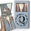 Portable Professional Makeup Brush Set with Mirror, Soft Fluffy Travel Brushes and 26-Letter Initial Garland Gift