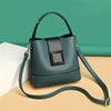 Women's PU Bucket Bag - Elegant Solid Color Handheld Convertible Handbag with Buckle & Adjustable Strap