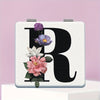 Alphabet Folding Handheld Makeup Mirror for Women & Girls - Floral & Heart Cutout Portable Vanity Mirror A-Z