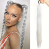 28-inch (71 cm) Long Straight Synthetic Ponytail Extension with Elastic Band - Black Heat-Resistant Soft Fiber