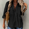 Women's Button-Front Collared Long Sleeve Shirt — Solid Casual Office Blouse