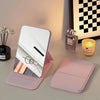 Compact Foldable Travel Makeup Mirror - Glass Surface Leather Frame Portable Mini Desk Mirror No Battery