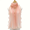 Bohemian Ruffle Edge Scarf — Long Lightweight Breathable Shawl with Glitter Accents, Sun Protection Wrap for Women