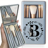 Portable Professional Makeup Brush Set with Mirror, Soft Fluffy Travel Brushes and 26-Letter Initial Garland Gift