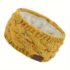 Women's Plush Knit Headband with Faux Fur Pom Pom, Warm Winter Ear Warmer & Christmas Gift