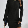 Women's Knit Turtleneck Bodycon Dress - Long Sleeve Solid Color