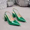 Women's Emerald Green Faux Leather High Heel Mules – Pointed Toe Backless Stiletto Party & Wedding Shoes with Cushioned Insole