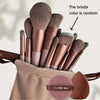 13-Piece Makeup Brush Set with 2 Brown Sponges - Soft Eye, Foundation & Concealer Brushes for Women