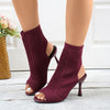 Women's Knit Fishmouth Stiletto Pumps — Open-Toe High Heels for Dresses