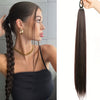28-inch (71 cm) Long Straight Synthetic Ponytail Extension with Elastic Band - Black Heat-Resistant Soft Fiber