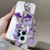 Purple Dragon Double-Layer Phone Chain Keychain with Rhinestone Accents - Heavy-Duty Universal Phone Strap & Bag Charm for Women