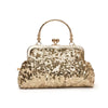 Golden Sequin Evening Clutch for Women - PU Chain Strap Party Purse for Weddings & Formal Events