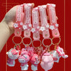 5-Pack Kawaii Cherry Blossom Keychain Set — Pink PVC Star Charms with Snap Hook for Bags & Wallets