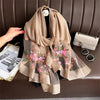 Embroidered Floral Scarf Lightweight Breathable Sunscreen Travel Shawl for Women