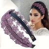 Wide Lace Floral Headband for Women – Vintage Non-Slip Hairband with Teeth, Solid Color