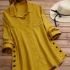 Women's Striped Boho Side-Button Blouse — Lapel Collar Roll-Up Sleeve Casual Shirt