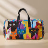 Cute Cat Print Large Travel Bag - Spacious Overnight & Gym Organizer with Shoe Compartment, Durable Polyester, Unisex