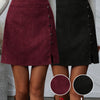 Women's Corduroy A-Line Skirt with Side Button Slit