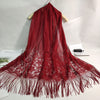 Lightweight Fringe Shawl Wrap for Women — Solid Floral Lace Evening Scarf for Weddings & Parties