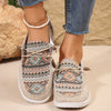 Ethnic Print Casual Penny Loafers for Women — Comfortable Outdoor Slip-On Shoes