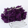 Floral Petal Evening Clutch with Detachable Chain Strap - Polyester Wedding & Party Handbag (Apricot, Rose Red, White, Purple, Blue, Black)
