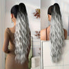 28-Inch (71 cm) Heat-Resistant Clip-In Water Wave Ponytail Extension - Synthetic Ombre Hairpiece (Blonde/Brown/Black/Red/Dark Brown) for Women & Girls