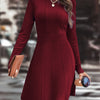 Women's Autumn/Winter Knit A-Line Dress Slim Round Neck Casual Elegant for Date & Daily Wear