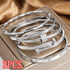 3-Pack Stainless Steel Bracelets, Elegant Stackable Hypoallergenic Wristwear for Daily & Holiday Gifts