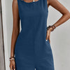Women's Backless Square Neck Sleeveless Jumpsuit - Stretch Polyester Breathable Summer Casual for Beach, Office & Party