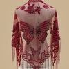 Breathable Embroidered Triangle Scarf 29.5 in x 55.1 in (75 x 140 cm) Lace Tassel Shawl Wrap