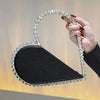Faux Leather Evening Clutch Bag with Rhinestone Handle - Zipper Closure & Polyester Lining for Weddings and Parties