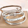 4-Piece Stainless Steel Bracelet Set with Cubic Zirconia – Elegant Stackable Classic Bracelets