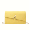 Women's Envelope Evening Clutch – Microfiber Leather Chain Strap Bag with Gold Hardware (Red, Black, Rose, Pink, Apricot, Yellow, Blue, Green)