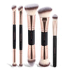 2-Piece Foundation & Contour Brush Set with Travel Case - Nylon Bristles for BB Cream & Makeup
