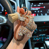 Cute Puppy Keychain with Sparkling Tassels & Bone Charm - Multicolor Dog Collar and Bag Charm (Pink, Black, Blue, Brown)