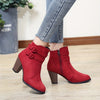 Womens Glam Ankle Booties - Pointed Toe Zipper Booties with Block High Heel, Fabric Upper & Rubber Sole