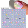 2-Pack 3D Kawaii Nail Stickers – Sweet Flower Heart Cherry Strawberry Star Bow Butterfly Matte Decals