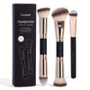 2-Pack Double-Ended Foundation & Contour Makeup Brushes with Travel Case - Round, Flat & Beveled Soft Fiber