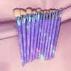 12-Piece Professional Makeup Brush Set with Sparkling Crystal Handles for Face & Eyes