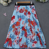 Pleated A-Line Floral Skirt with Black Hem - Short to Midi, Structured No-Stretch, Wrinkle-Resistant, Machine Washable