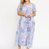 Women's Tiered Tropical Leaf Floral Maxi Dress, Short Sleeve Crew Neck Woven