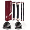 4-Piece Double-Ended Makeup Brush Set – Foundation Contour Blush Powder Eyeshadow Concealer Highlight – Soft Synthetic Brushes for Travel Gift